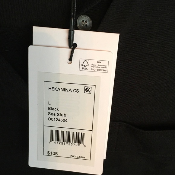 Theory Black Short Sleeve Button-Down Shirt - NWT - Picture 2 of 4